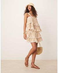 ASOS - Gelaagde Minirok Met Geborduurde Zoom En Bloemenprint, Deel Van Co-Ord Set - Lyst