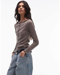 Mango - Contrast Seam Detail Lettuce Edge Top - Lyst