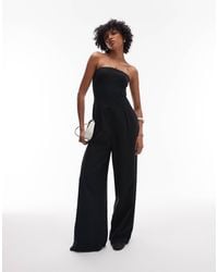TOPSHOP - Combinaison large à coutures apparentes en lin mélangé - Lyst