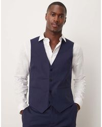 ASOS - Linen Blend Slim Suit Waistcoat - Lyst