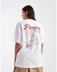 New Look - Pizzeria Printed Oversized Tee - Lyst