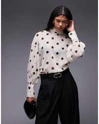 ASOS - Chiffon Funnel Neck Volume Sleeve Blouse - Lyst