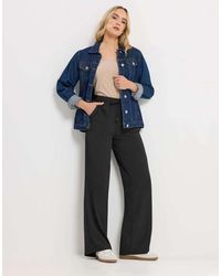 Long Tall Sally - Textured Wide Leg Trousers - Lyst