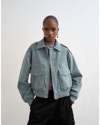 TOPSHOP - Faux Suede Zip Through Jacket With Patch Pockets - Lyst