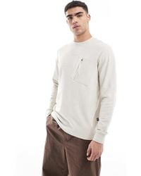 G-Star - T-Shirt Met Lange Mouwen, Wafelstructuur En Opgestikte Zak Met Rits - Lyst