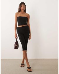Missy Empire - Double Sculpted Slinky Fold Over Detail Capri Trousers Co-ord - Lyst