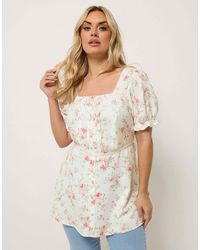 Yours Clothing - Floral Milkmaid Blouse - Lyst