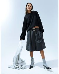 ASOS - Cotton Crew Neck Long Sleeve Top With Shoulder Pads - Lyst