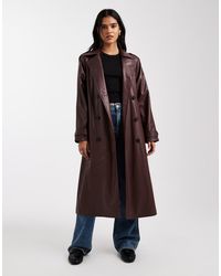 ONLY - Lange Trenchcoat Van Imitatieleer - Lyst