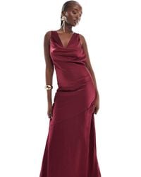 TFNC London - Satin Cowl Back Maxi Dress - Lyst
