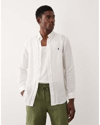 Polo Ralph Lauren - Icon Logo Long Sleeve Linen Shirt - Lyst