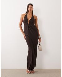 ASOS - Asos Dsign Super Plunge Maxi Dress With Hardware Trim Detail And Draping - Lyst