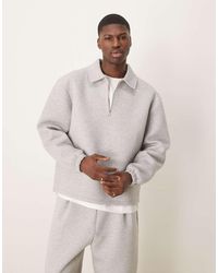 ASOS - Oversized Sweatshirt Van Zware Scuba-Achtige Stof Met Kraag En Vaste Zoom - Lyst