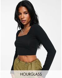 ASOS - Fuller Bust Square Neck Crop Top With Seam Detail - Lyst