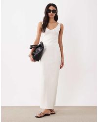 ASOS - Wide Rib Sleeveless V Neck Midi Dress - Lyst