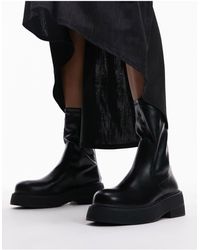TOPSHOP - Wide Fit Laura Textured Sole Ankle Sock Boot - Lyst