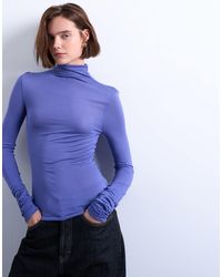 TOPSHOP - – langärmliges, hochgeschlossenes oberteil aus viskose - Lyst
