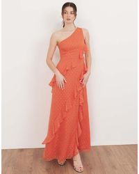 ANAYA - One Shoulder Waterfall Ruffle Maxi Dress - Lyst