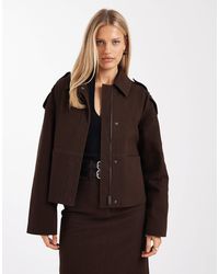 4th & Reckless - Cotton Rich Buckle Detail Zip Through Harrington Jacket Co-ord - Lyst