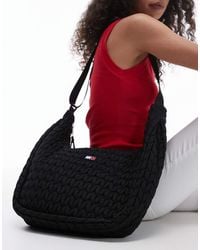 Tommy Hilfiger - Borsa A Tracolla Grande Trapuntata Nera - Lyst