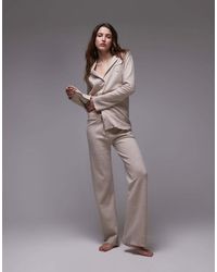Mango - Brushed Cotton Soft Touch Wide Leg Pyjama Trouser Co-Ord - Lyst