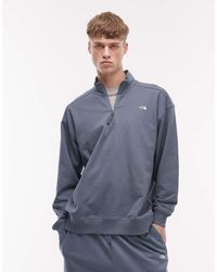 The North Face - Sudadera Gris Claro Básica Extragrande Ligera Con Cremallera Corta Y Logo Essential De - Lyst
