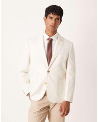ASOS - Slim Cotton-linen-blend Blazer - Lyst