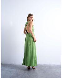 TOPSHOP - Robe mi-longue à encolure drapée et dos ou - Lyst