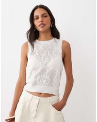 ASOS - Floral Open Knit Sleeveless Top - Lyst