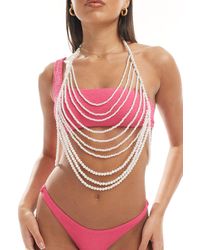 ASOS - Body Harness With Layered Graduated Faux Freshwater Pearl Design - Lyst