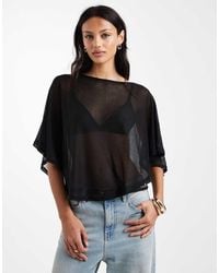 ASOS - Knit-look Semi Sheer Slash Neck Cape Top - Lyst