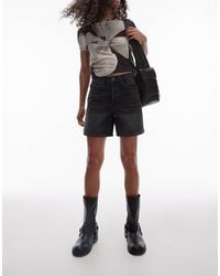 TOPSHOP - Pantalones Cortos Vaqueros Con Lavado Negro Editor De - Lyst