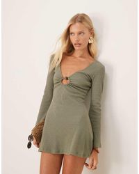 ASOS - Gehaakte Mini Jurk Met Lange Mouwen En Hardware Detail - Lyst