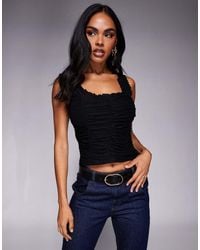 ASOS - Ruched Milkmaid Button Front Detail Top - Lyst