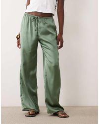 ASOS - Satin Wide Leg Pull On Trouser - Lyst