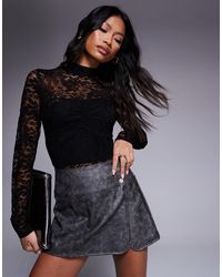 ASOS - – langärmeliger body aus er spitze mit gerafftem mittelteil - Lyst