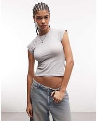 & Other Stories - Jersey Slim Fit Crew Neck Top With Cap Sleeves - Lyst