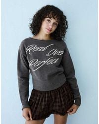 Bershka - Asymmetric-neck Printed Jumper - Lyst