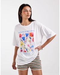 ONLY - Floral Graphic Print Oversized T-shirt - Lyst
