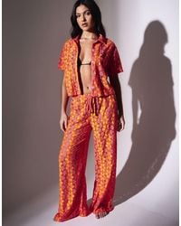 South Beach - Floral Crochet Wide Leg Beach Trousers - Lyst