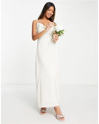 Vila - – bridal – maxi-trägerkleid aus satin - Lyst