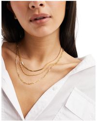 ASOS - 14k Plated Pack Of 3 Necklaces With Mixed Chain Design - Lyst
