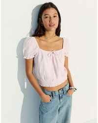 Bershka - Rustic Puff Sleeve Blouse - Lyst