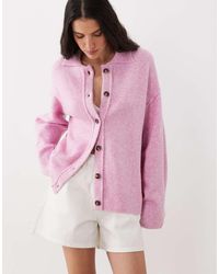 ASOS - Knit Collar Shirt Cardigan With Seam Detail - Lyst