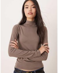 Gina Tricot - Long Sleeve Jersey High Neck Top - Lyst
