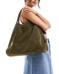 ASOS - Maxi Borsa Scamosciata Con Profili Tubolari Bosco - Lyst
