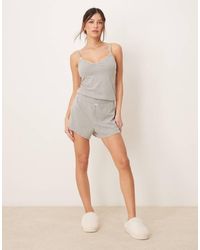 Abercrombie & Fitch - Pantalones Cortos De Pijama Claro Con Vuelo De Pointelle De (Parte De Un Conjunto) - Lyst