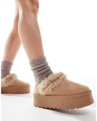 SEQWL - Faux Fur Flatform Mules - Lyst