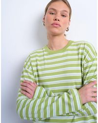 TOPSHOP - Stripe Long Sleeve Slouchy Skater Tee - Lyst