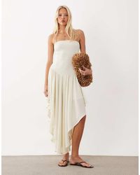 ASOS - Textured Midi Dress With High Low Hem - Lyst